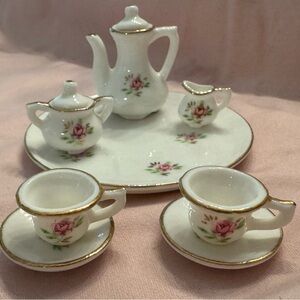 Elegant White Floral Miniature Tea Set